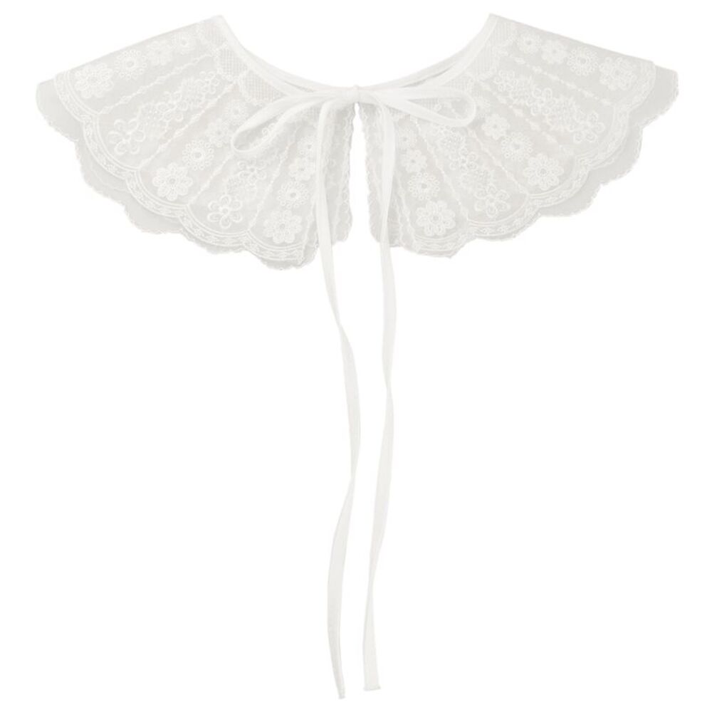 Detachable Fake Collar Semi-Sheer Embroidery Mini Cape Neck Ruff False Collar